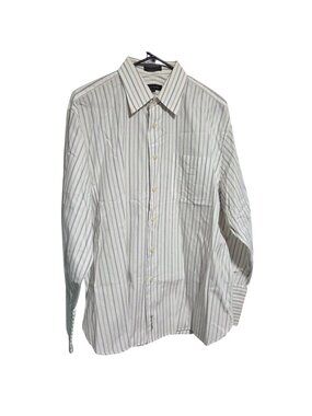 John Nordstrom Striped Button Up Shirt Size 17 100% Egyptian Cotton Long Sleeve